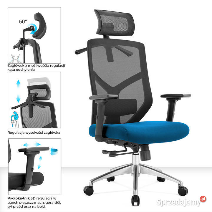 Fotel biurowy ergonomiczny Rosa niebieski ANGEL