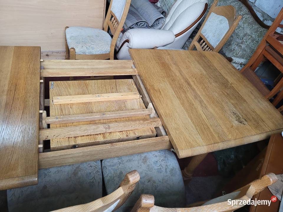 Duży rodzinny stół dębowy z krzesłami z Niemiec Stoły z krzesłami Sypniewo