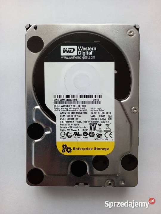 Dysk HDD 2TB SATA 35 WD2003FYYS 7200RPM 3,5” Tomaszów Lubelski