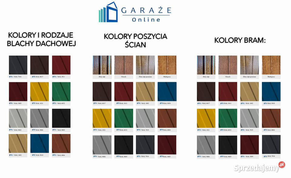 GARAŻ BLASZANY 12m x 5m spad tył 4x Brama ciemny Sprzedaż Bochnia sprzedam