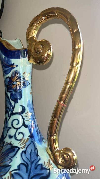 Amfora z ptakiem Wazon Vintage Hubert Bequet Porcelana i szkło