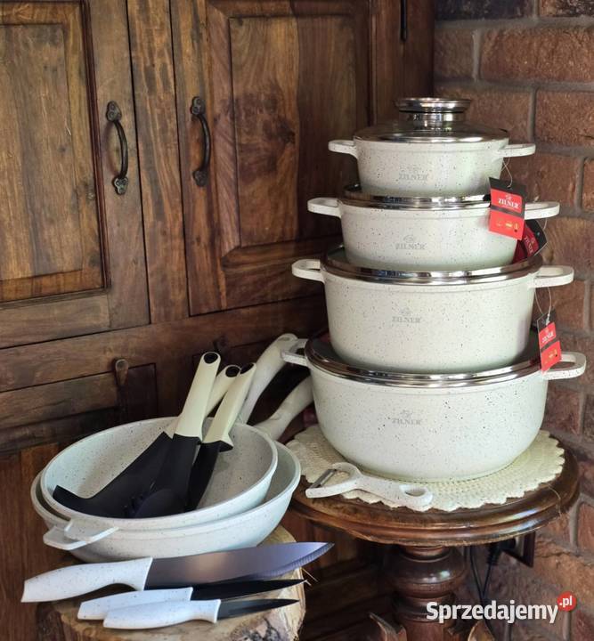 Zestaw garnków 21 elementów kolor beżowy