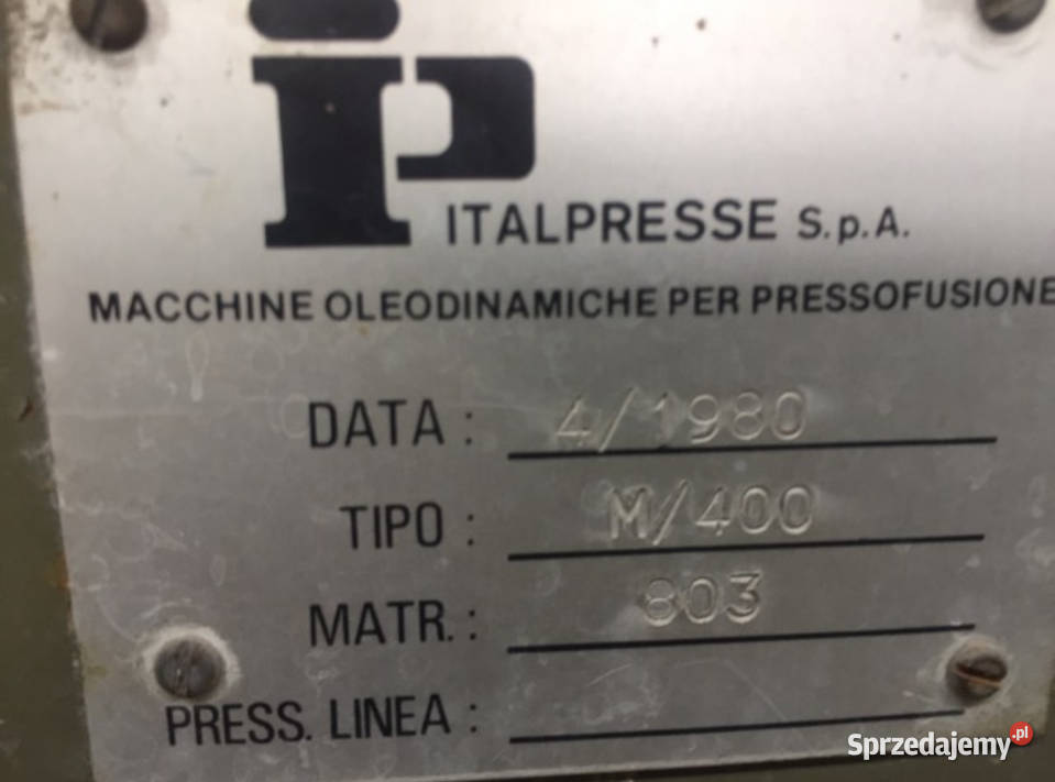 Wtryskarka do metalu 400 ton Produkcja