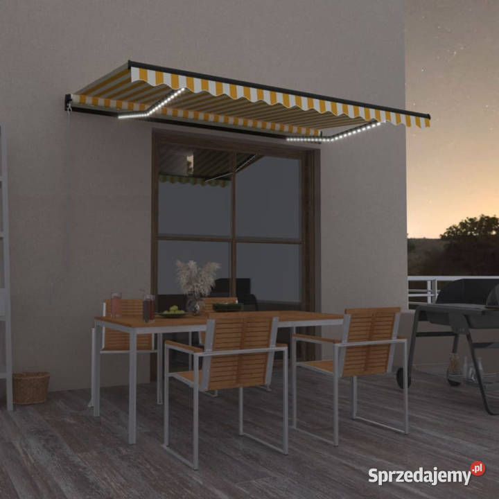 Ręcznie zwijana markiza z LED 450x350 żółtobiała Warszawa