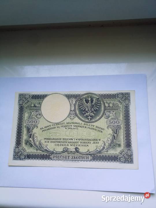 Polska banknot 500 1919 Kosciuszko Numizmatyka wielkopolskie Poznań