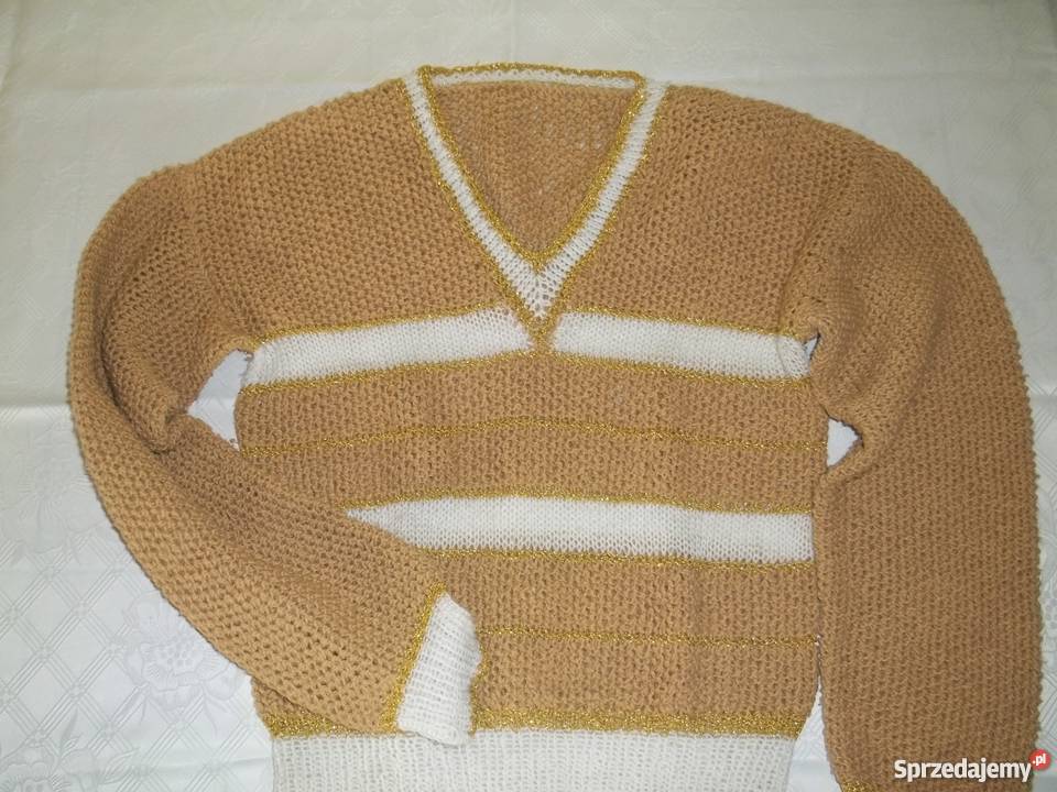 Miodowy sweterek włóczkowy w serek łódzkie Łódź sprzedam