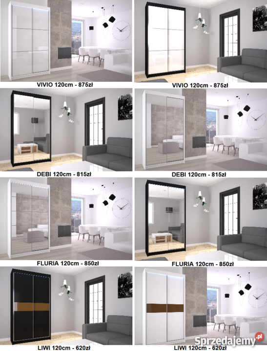 Szafa Przesuwna Finez 120 Szkło Lacobel Biała 61cm Gdańsk sprzedam