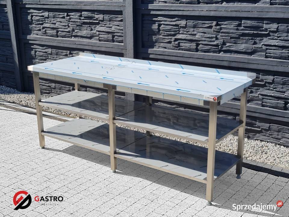 Stół przyścienny gastronomiczny z dwoma półkami Ostrów Wielkopolski