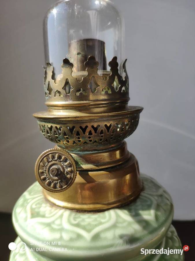 Stara francuska porcelanowa lampa naftowa Antyki Kraków