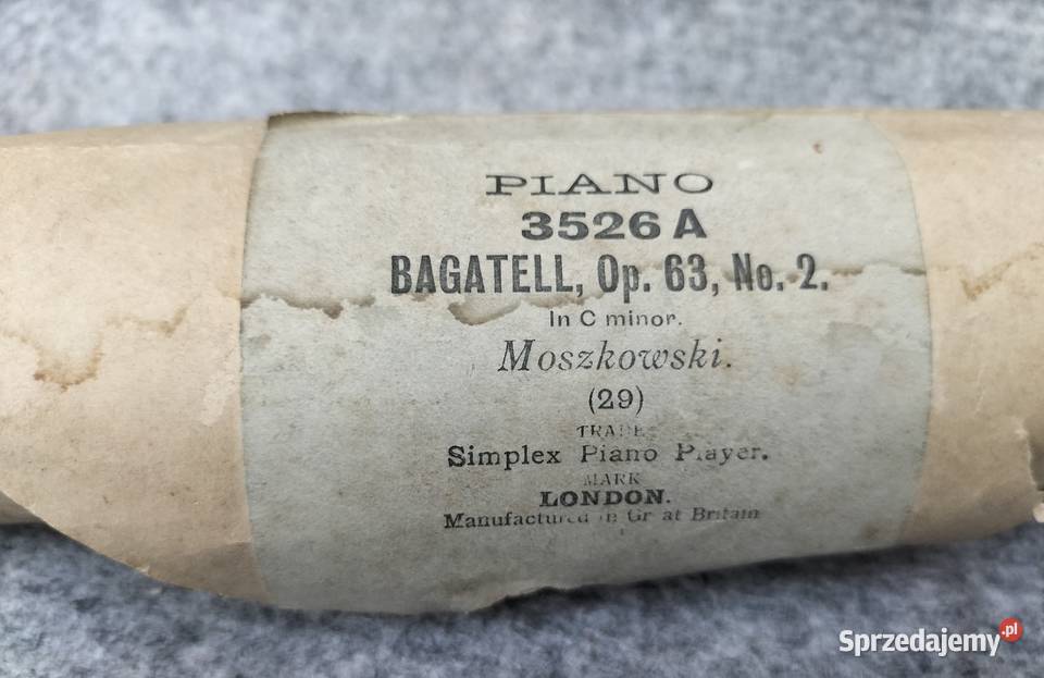 Rolka do pianoli Simplex Bagatell Moszkowski Leszno sprzedam