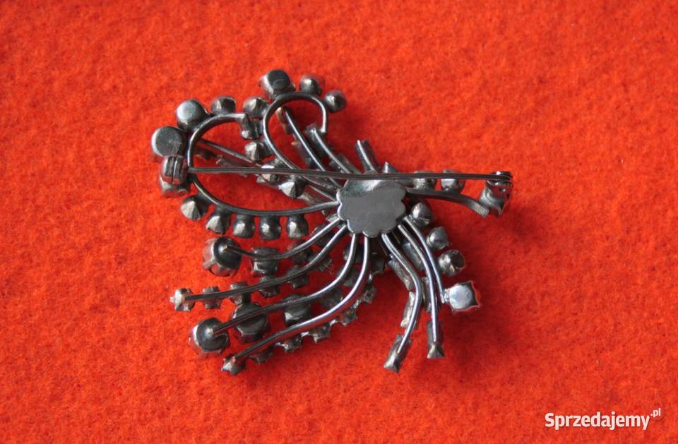 Stara angielska broszka kryształowo srebrna Ochojno sprzedam