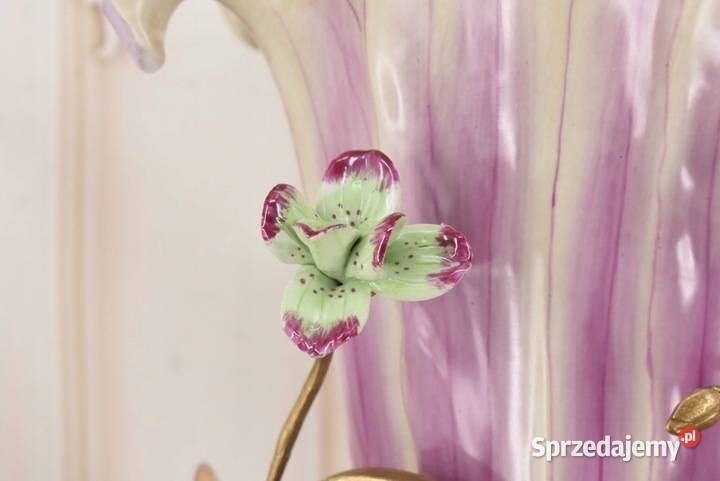 Porcelanowy Fioletowy Wazon Ważki Motyle Kwiaty