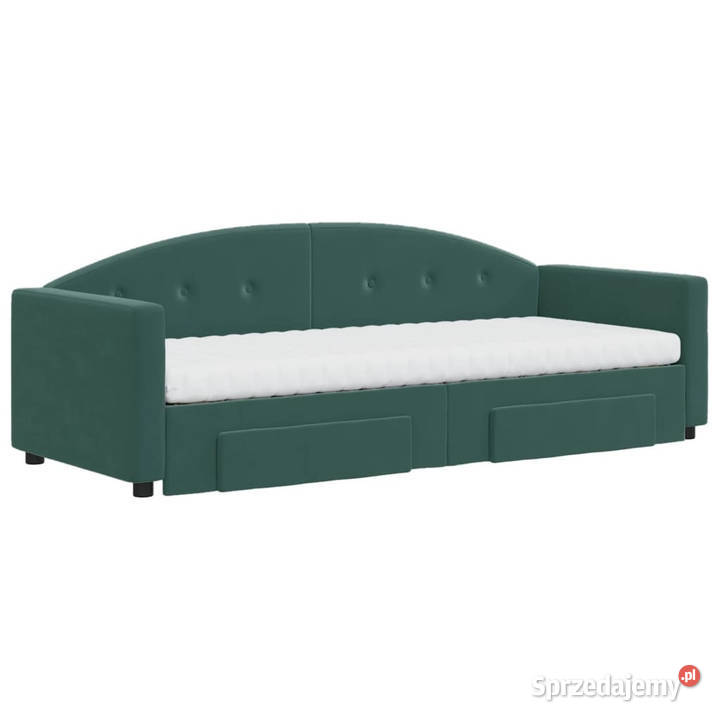Sofa rozsuwana z szufladami ciemnozielona Meble Warszawa