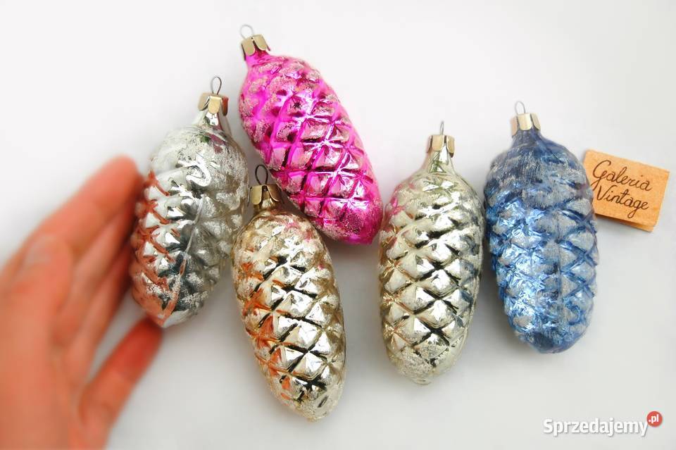 Stare bombki szklane szyszki z brokatem szyszka Lublin
