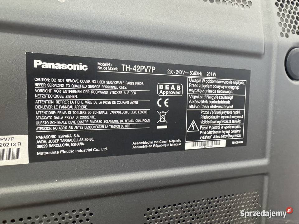 Telewizor plazmowy Panasonic 42 TH42PV7P sprawny sprzedam