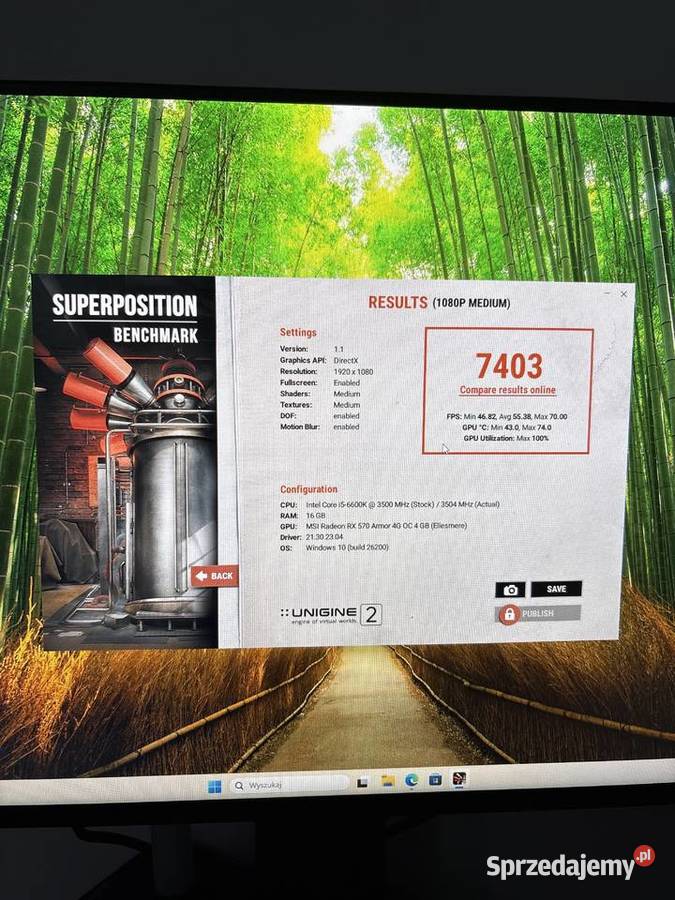 Komputer Gamingowy i5 6600K RX 570 4GB 16GB RAM Lgota