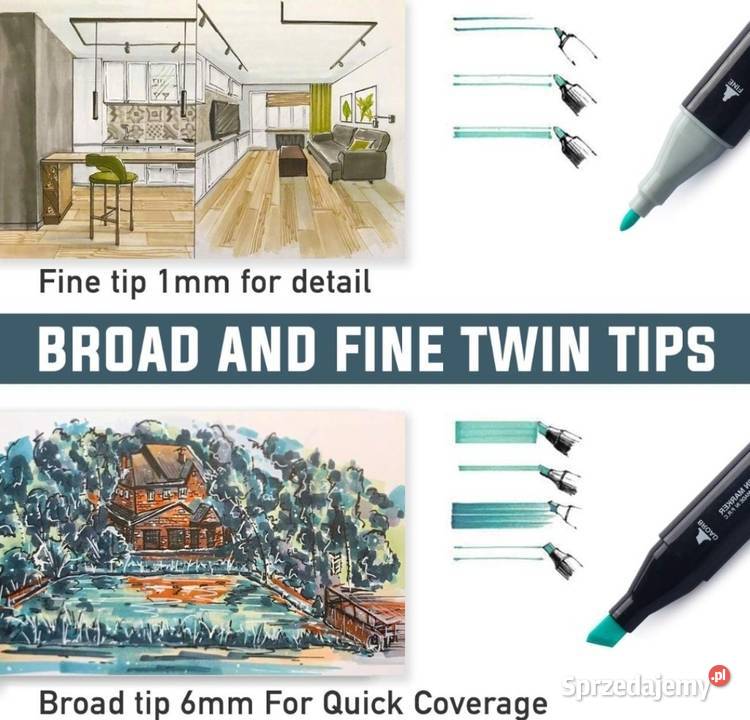 Markery alkoholowe 168 kolorów dwustronnych w Domaszczyn