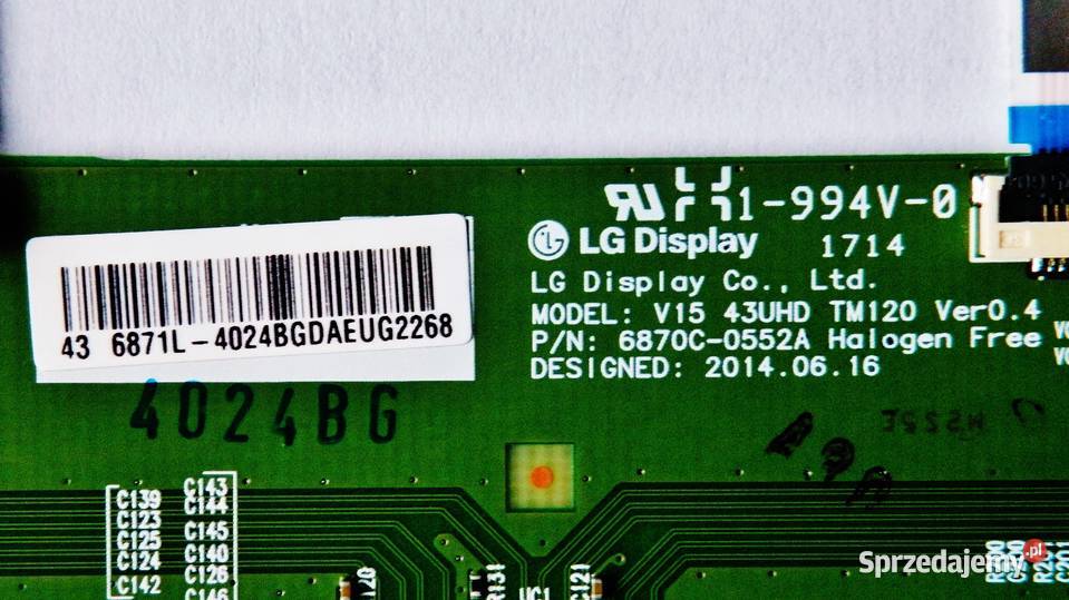Moduł logiki TCON telewizora Philips 43PUS616212 Bydgoszcz
