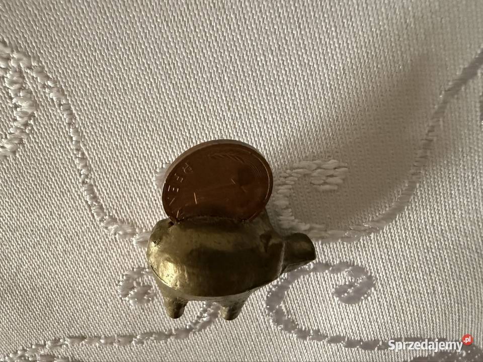 Mosiężna Figurka Świnka z Pieniążkiem Miniaturka Czerwionka-Leszczyny