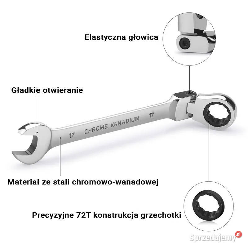 NOWY Zestaw kluczy płaskich oczkowych łamanych z