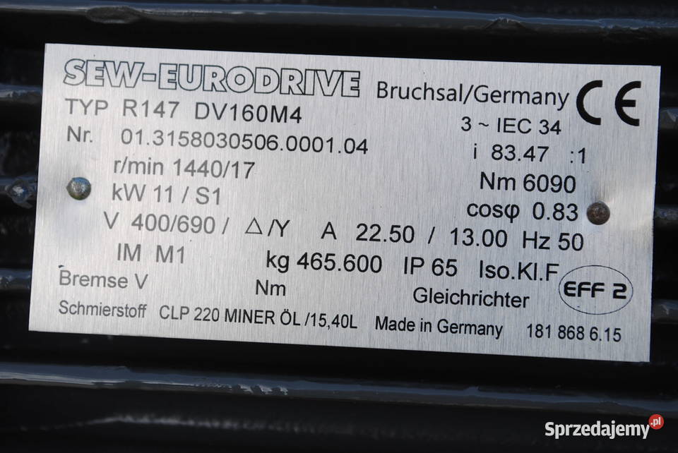 Motoreduktor 11kw 17obrmin Firmy SEW Kargowa sprzedam