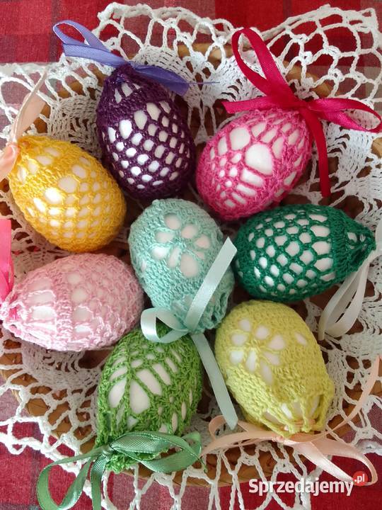 Pisanki koszulki na jajka szydełkowe wielkanoc Garbów