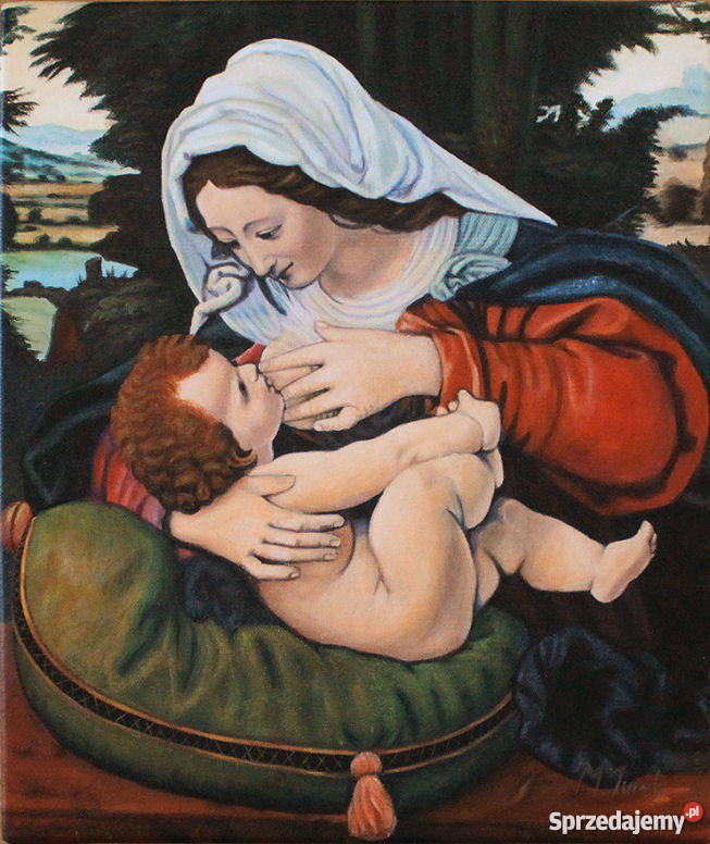 Prezent na chrzciny Obraz olejny Matka Boska karmiąca