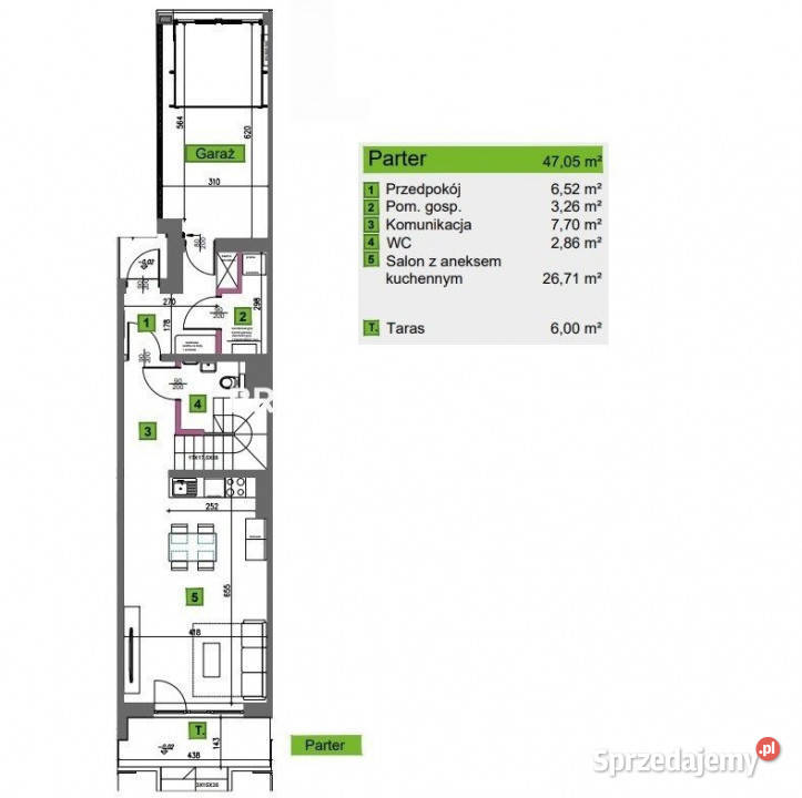 Dom szeregowy 14234m2 Kraków Kliny Liczba pokoi 5