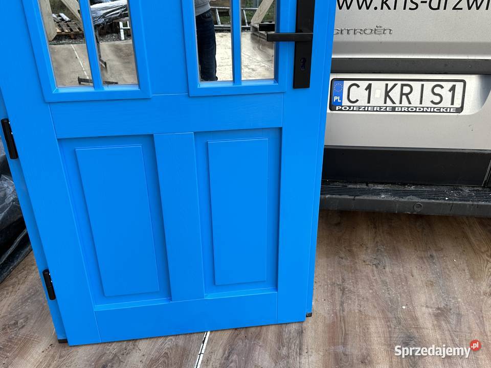 DRZWI Zewnętrzne drewniane niebieskie 975X208 Dom i Ogród