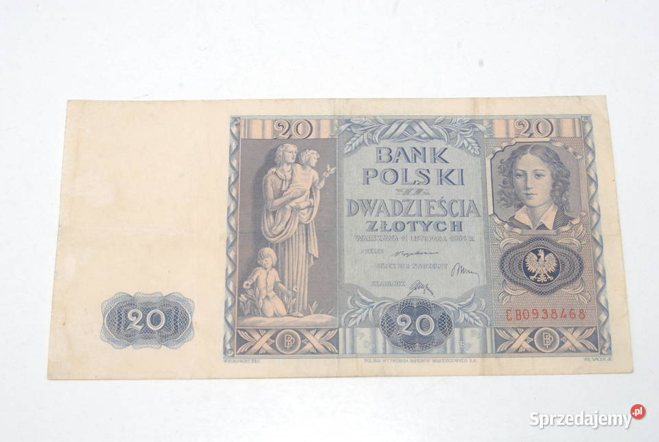 Stary banknot 20 złotych 1936 antyk unikat Pozostałe Cieszyn