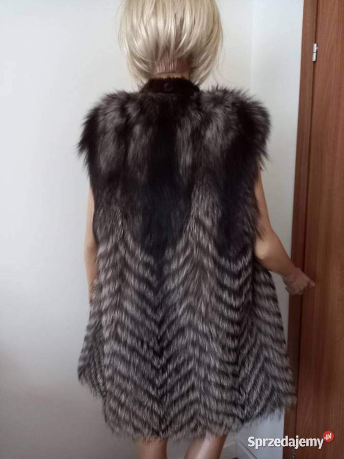 Futro z lisa srebrnegokamizelka r XL Zimowa  Wojkowice Kościelne