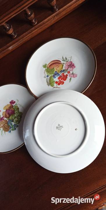 3 Talerze Bareuther Bavaria Owoce z kwiatami Gdańsk
