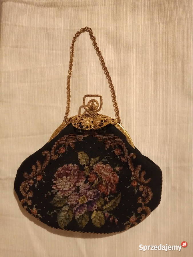 Stara haftowana torebka damska do ręki Żagań