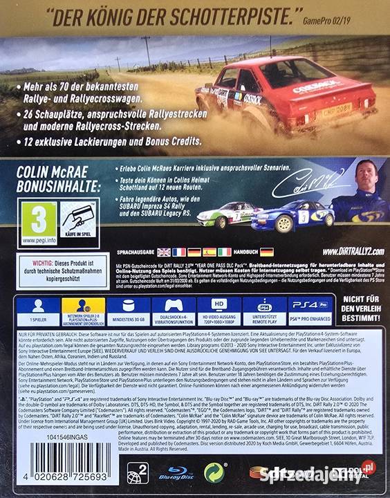 DIRT RALLY 20 PLAYSTATION 4 PLAYSTATION 5 4 5 sprzedam