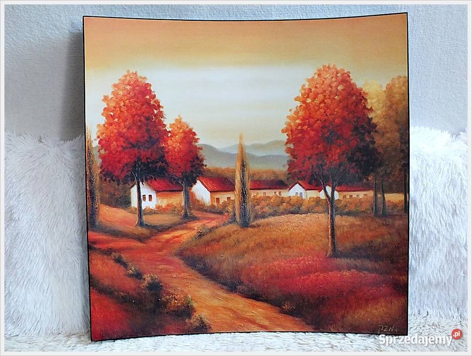 Nietypowy stary obraz na ścianę Curved sygnowany Żary