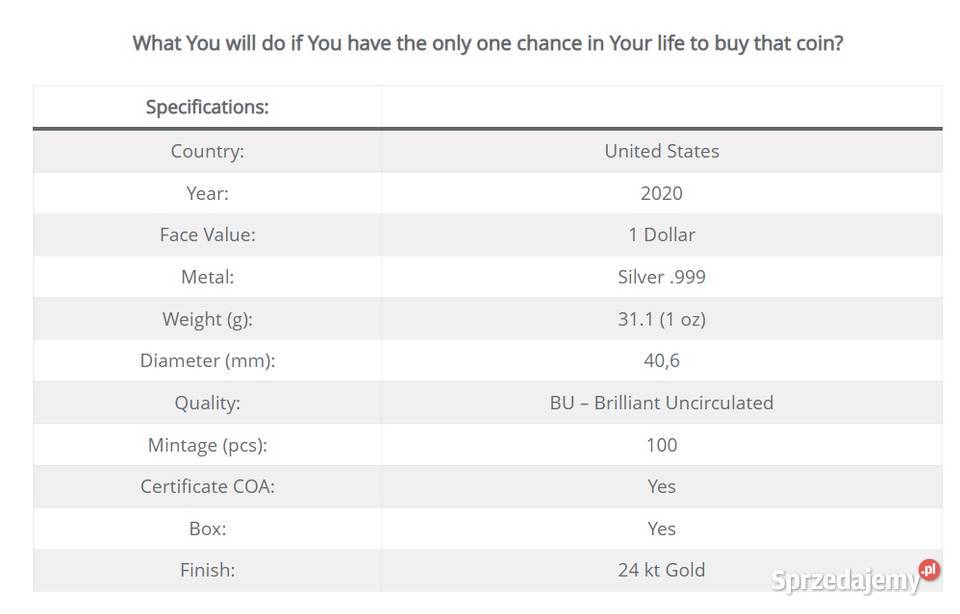 2020 USA Liberty Melania Trump Naklad 100 Gold Numizmatyka mazowieckie Warszawa