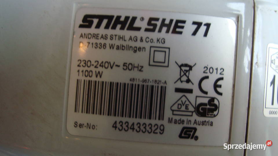 Dmuchawa i odkurzacz elektryczny STIHL SHE 71 2 Dmuchawy do liści Warszawa sprzedam