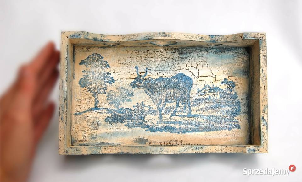 Rustykalna taca drewniana ręcznie malowana Dom i Ogród Lublin