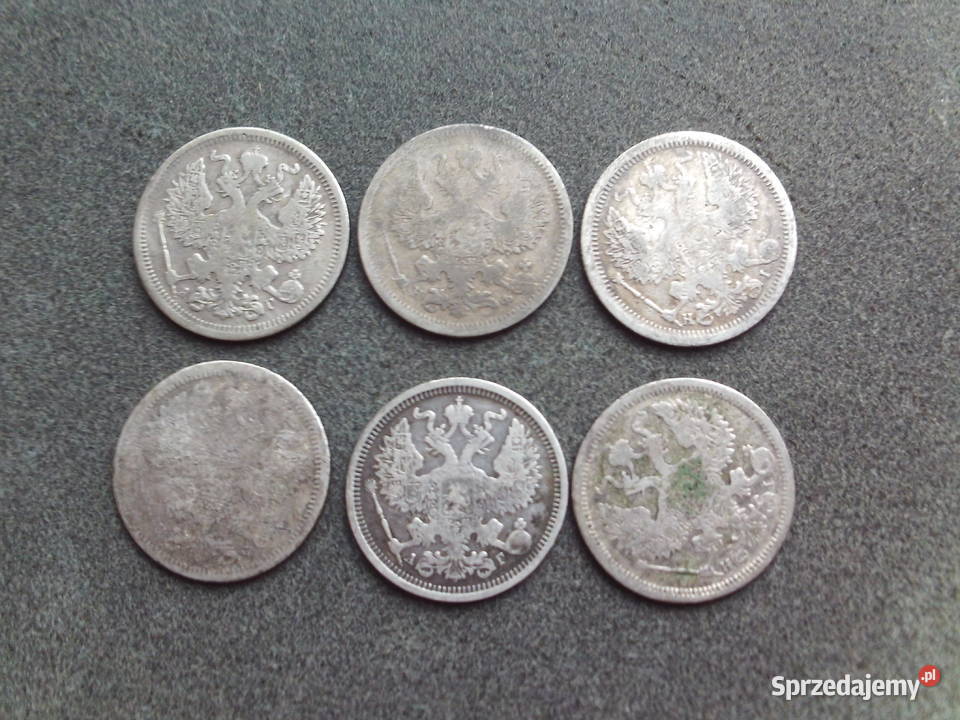 Carska Rosja Zestaw monet srebrnych wielkopolskie Kalisz