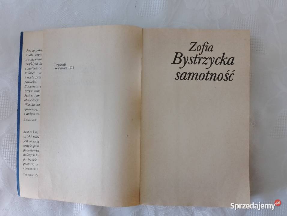 Książka SAMOTNOŚĆ Zofia Bystrzycka powieść Oborniki