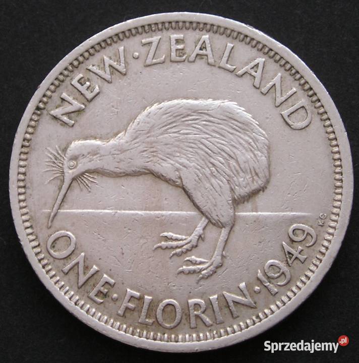 Nowa Zelandia1 florin 1949 Kiwi Jerzy VI Numizmatyka łódzkie Łódź sprzedam