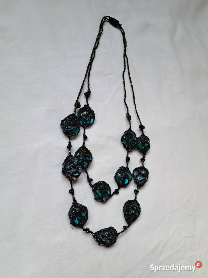 Naszyjnik handmade z kamieniami na podwójnym Brzesko