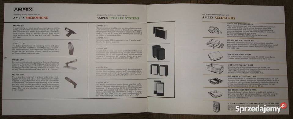 AMPEX magnetofony szpulowe katalog z 1967 roku Kępice