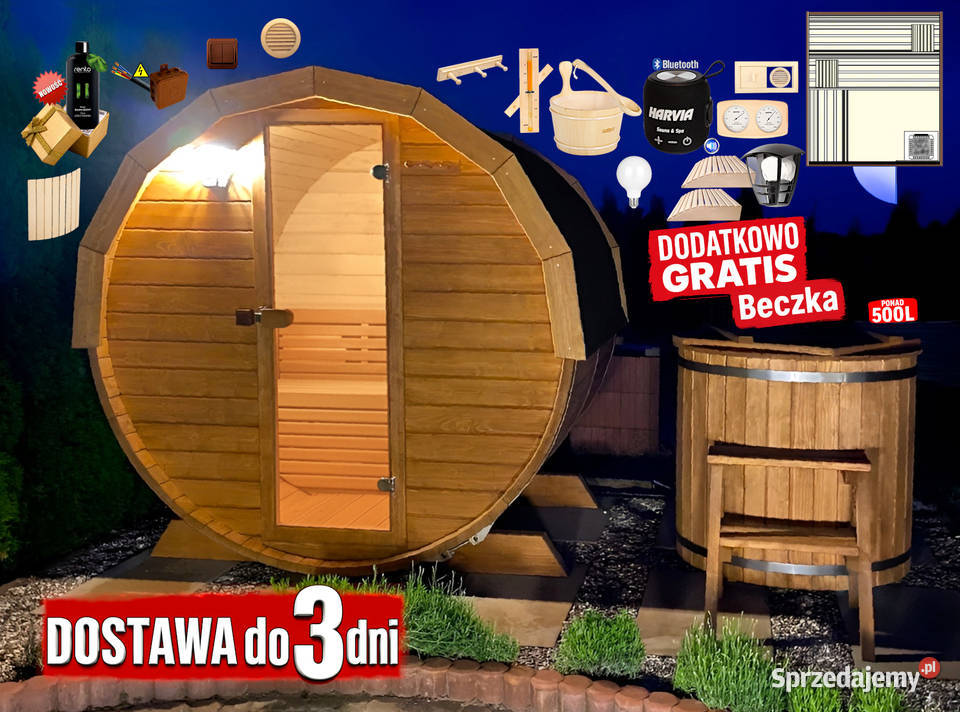 SAUNA Ogrodowa 200 MINI DWUpoziomowa Beczka 500L Nowy Targ