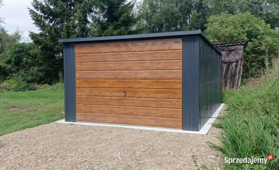 Garaż blaszany 3x5 Spad na tył Grafit Złoty Dąb Legionowo