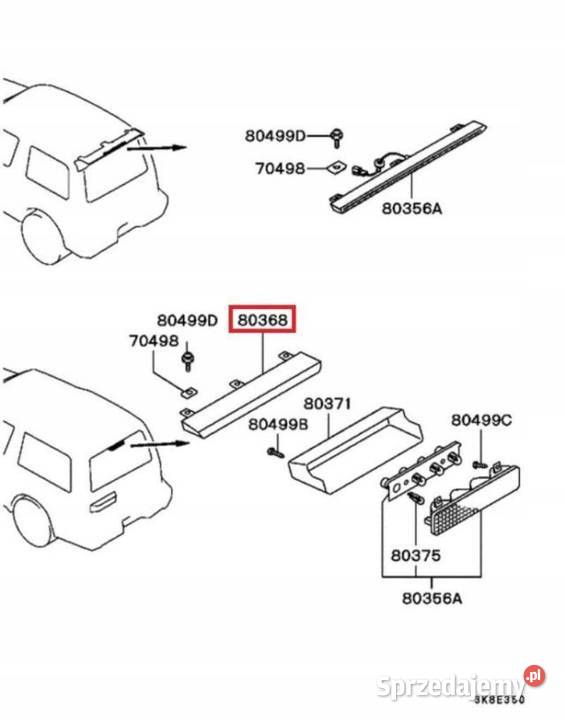 LISTWA ŚWIATŁA STOP STOPU MITSUBISHI PAJERO 9094 osobowe