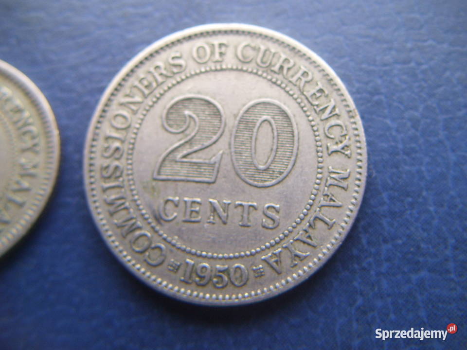 Stare monety 10 cent 1948 i 20 cent 1950 Malaje Lesko