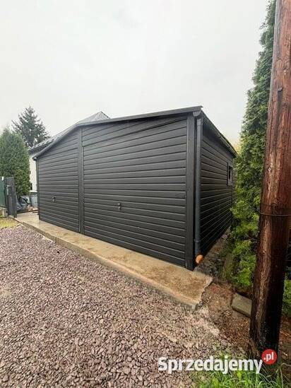 Garaż blaszany 6x6 czarny dwustanowiskowy