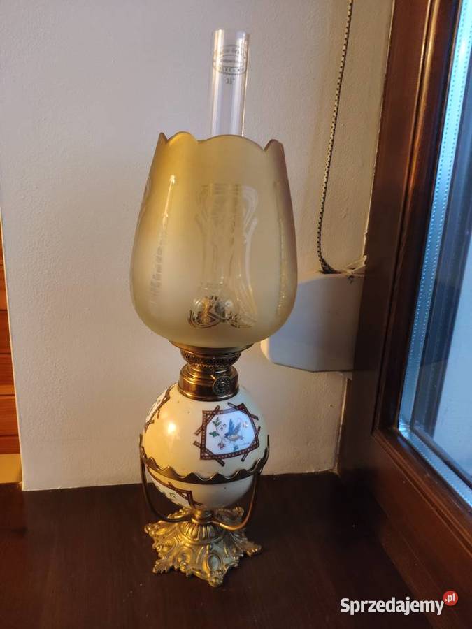 Stara francuska porcelanowa lampa naftowa n4 Antyki Kraków