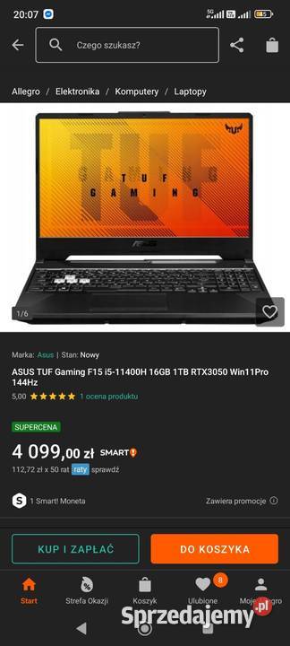 Acer TUF GAMMING F15 15-15.9" Acer Zamość sprzedam